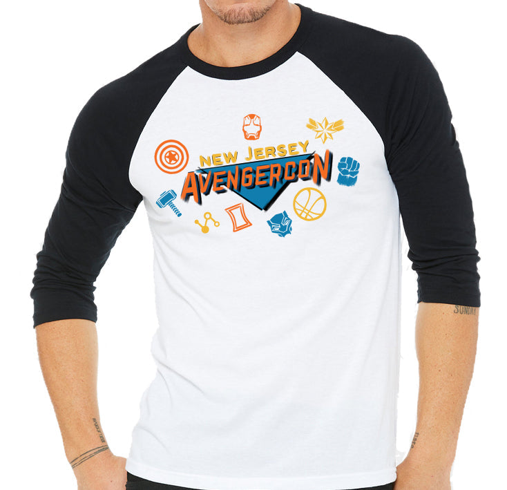 NJ AvengerCon Logo 3/4 Sleeve T-Shirt